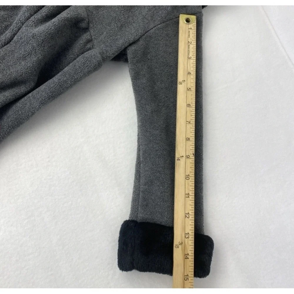 Pete's Partner Fleece Coat Kids 5/5 Gray Faux Fur Collar Rosette Trim Dress Coat